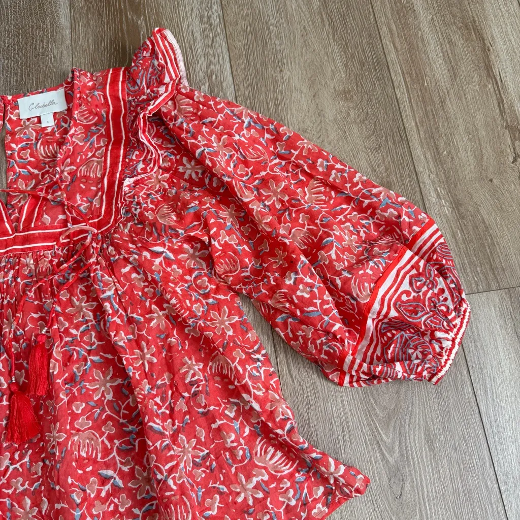 Cleobella Mylah Organic Cotton Flowy Boho Floral Print Blouse Top Size Small - Image 8