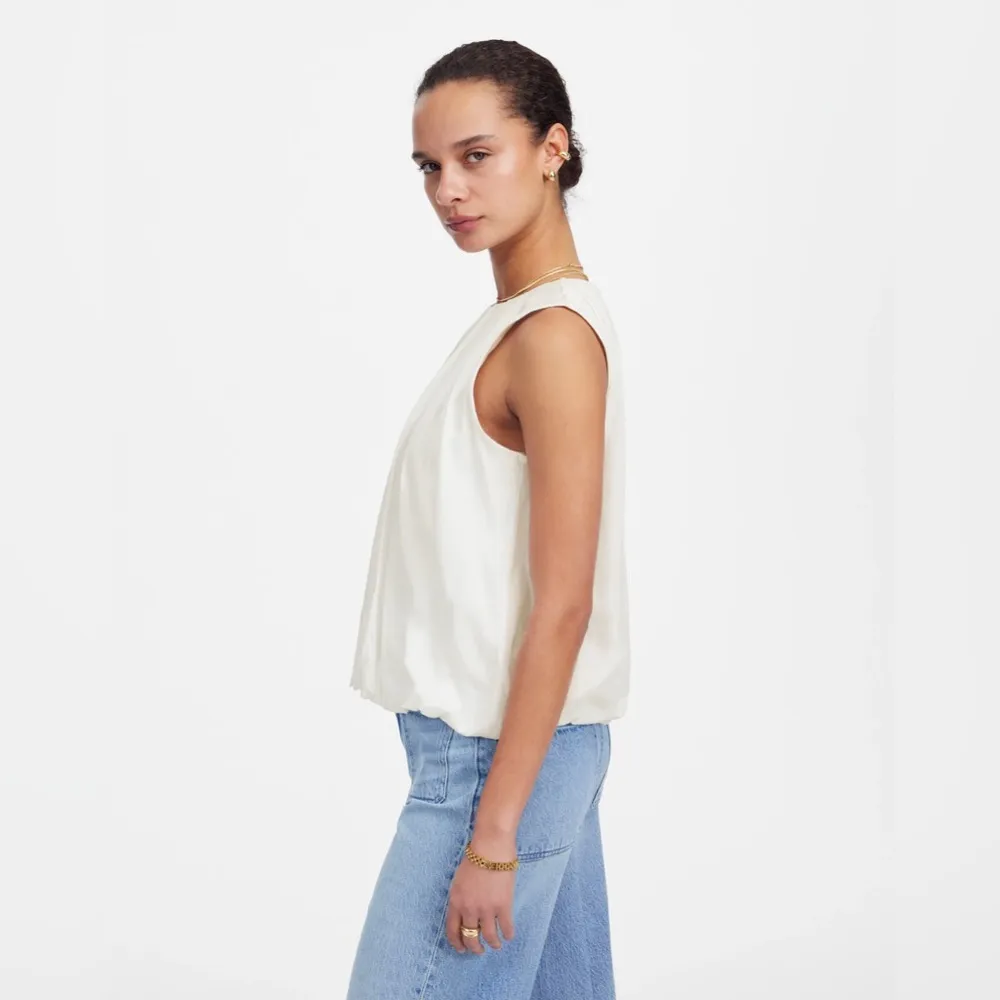 NWOT Madewell Sleeveless Crewneck Bubble Top XXS hand washed makeup from collar - Image 3