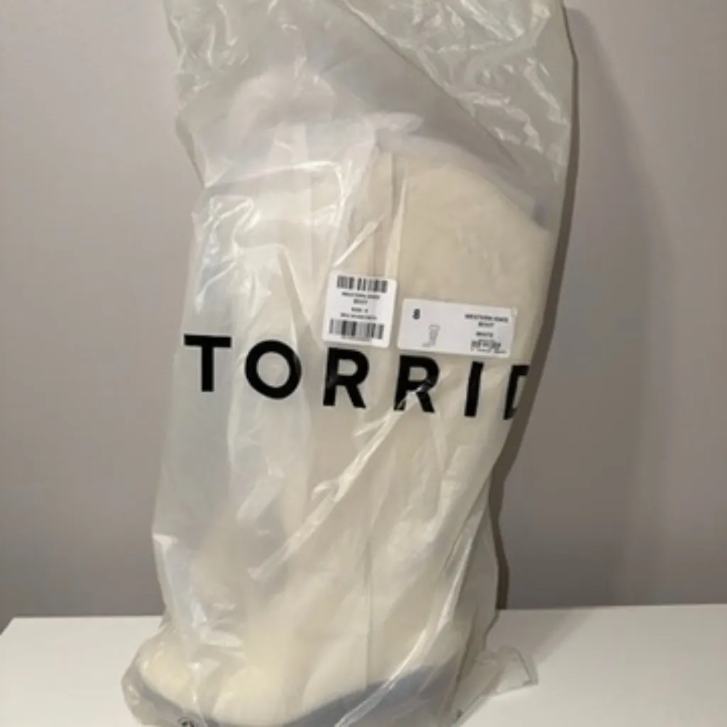 Torrid New Western Knee High Boots Women’s Size 8WW Wide Width White - Image 2