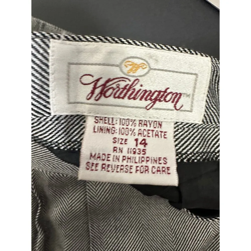 Worthington Skirt Suit Set Women 14 NWT Black Grey One Button Blazer Rayon - Image 9