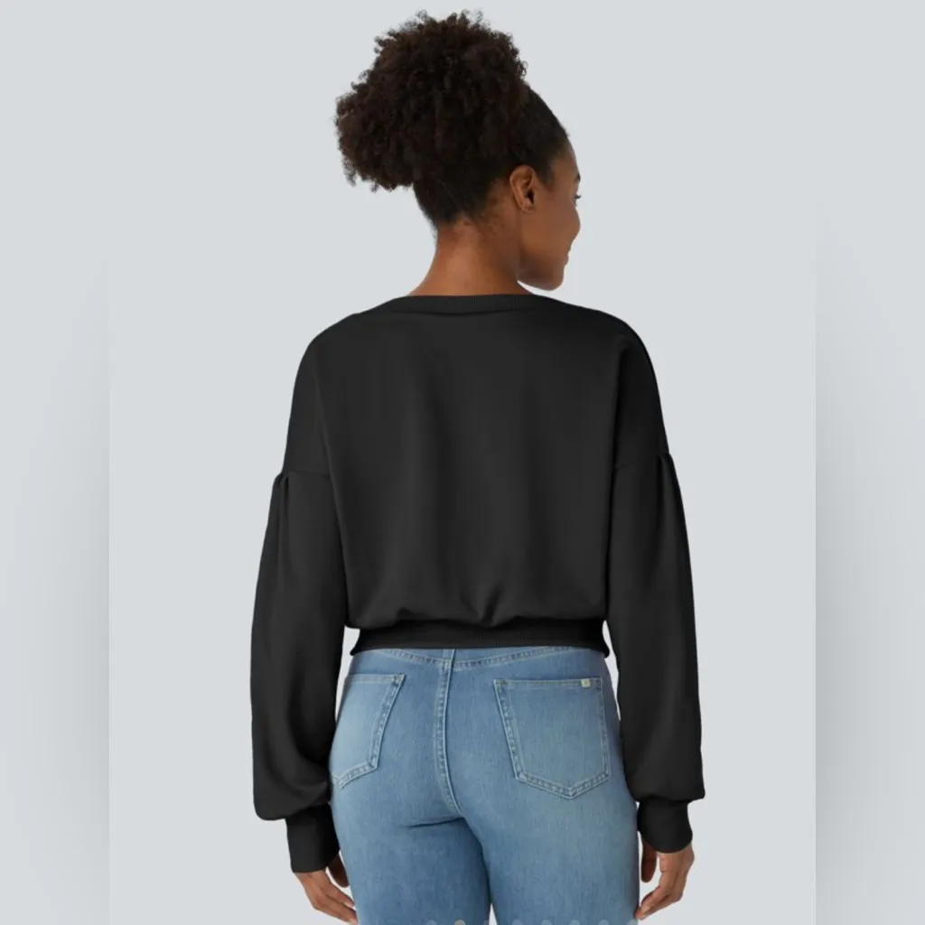 Halara NWT Sweatshirt Women’s Size XL Black Bishop Sleeve Drop Shoulder Relaxed - Image 2