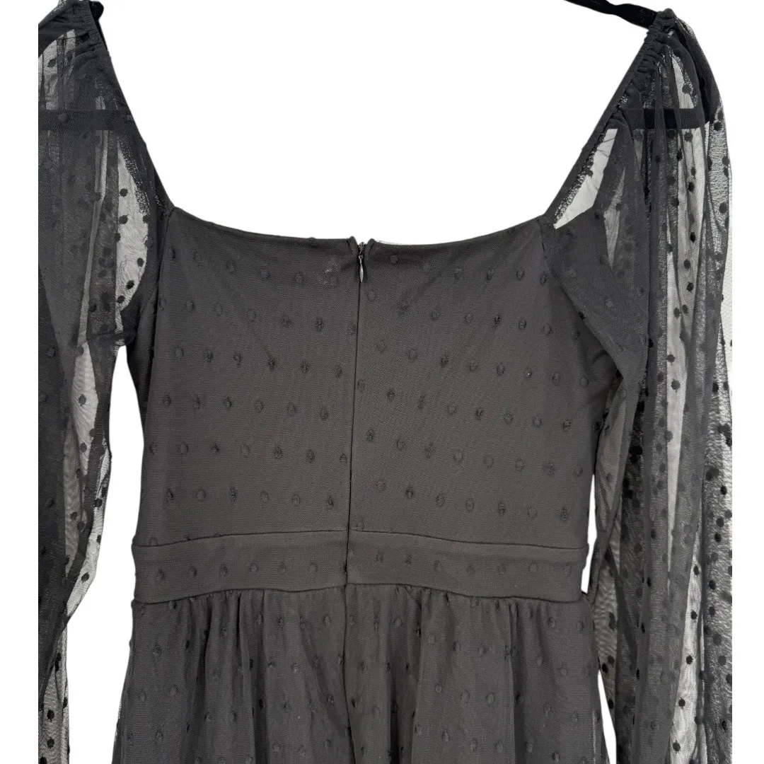 Lulus Black Swiss Dot Tiered Bustier Midi Dress Size‎ XS Whimsigoth Fairy Grunge - Image 9