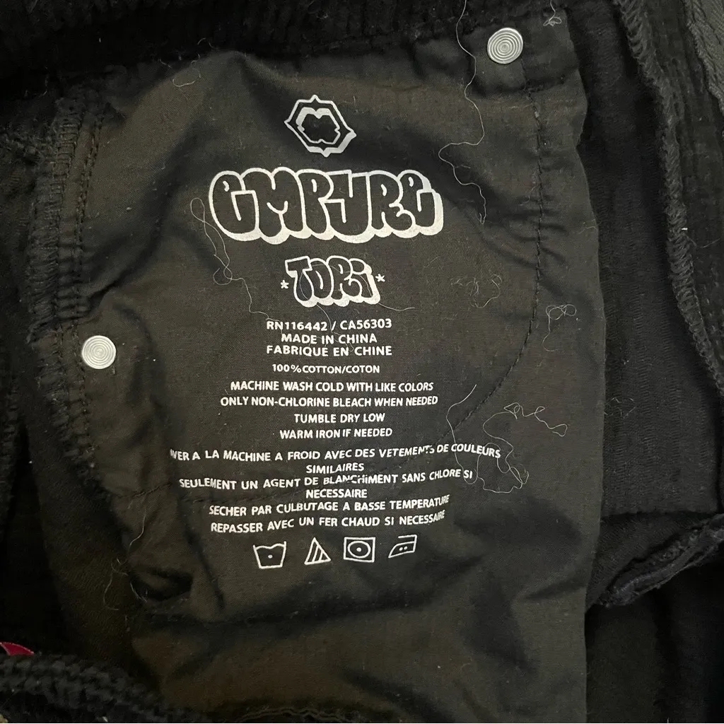 EMPYRE Tori 90s Black Corduroy Skate Pants Baggy Loose High Rise Y2K Women’s Size 6 - Image 7