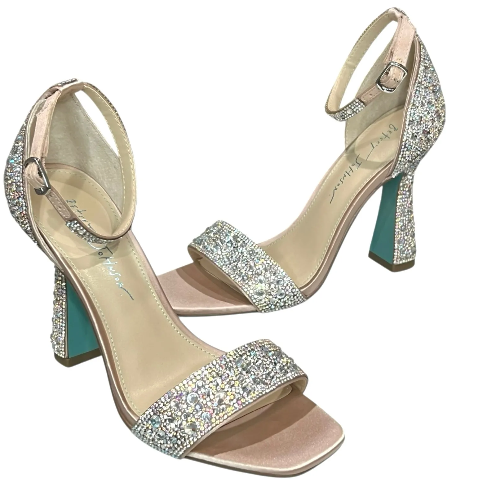 Betsey Johnson Dani Evening Sandals 7 Ankle Strap Rhinestone Sparkle Heels Glam - Image 2