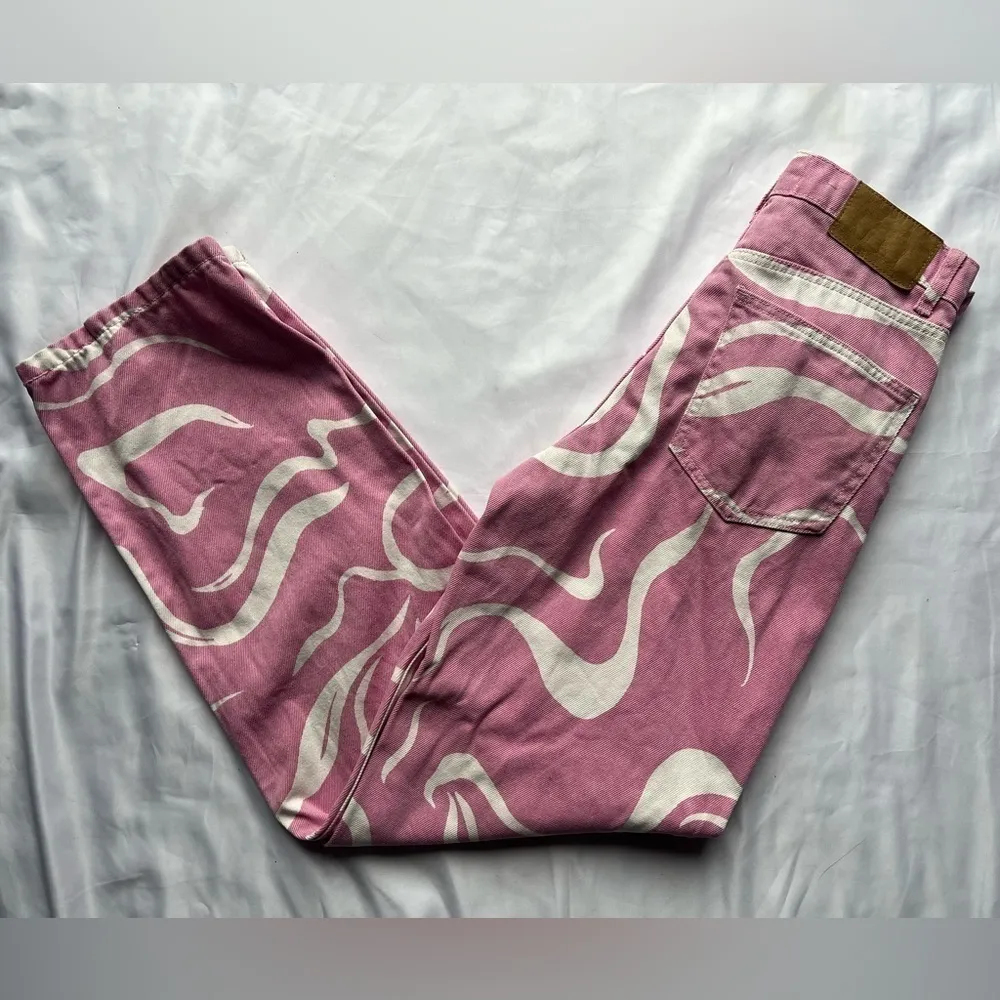 Cotton On Pink and White Swirly Loose Straight Jeans 4 - Image 16