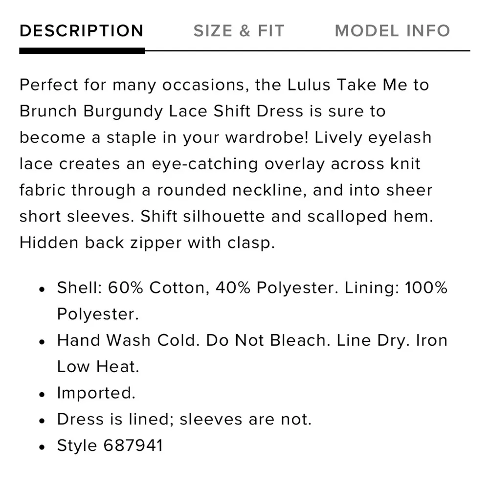 Lulu’s Take Me To Brunch Lace Shift Dress Burgundy - Image 4