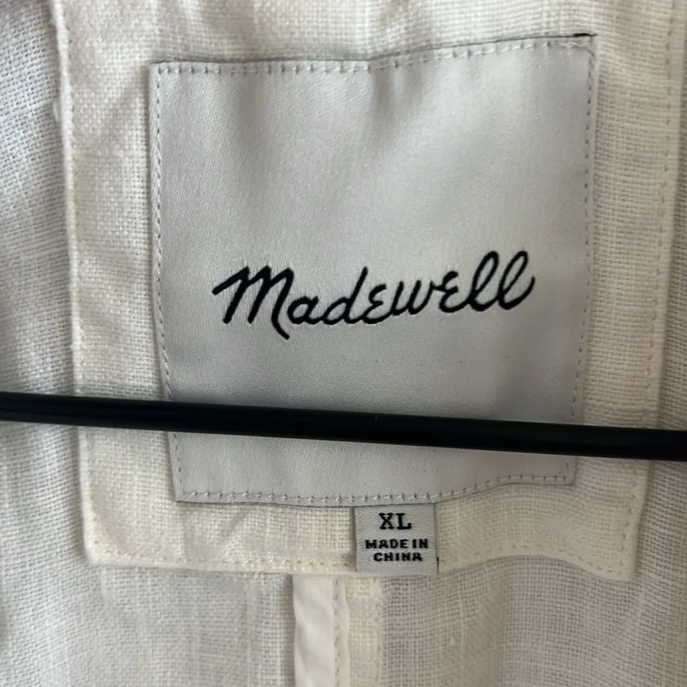 Madewell Linen Dorset Blazer Off White Longline Linen Blazer Jacket XL - Image 3