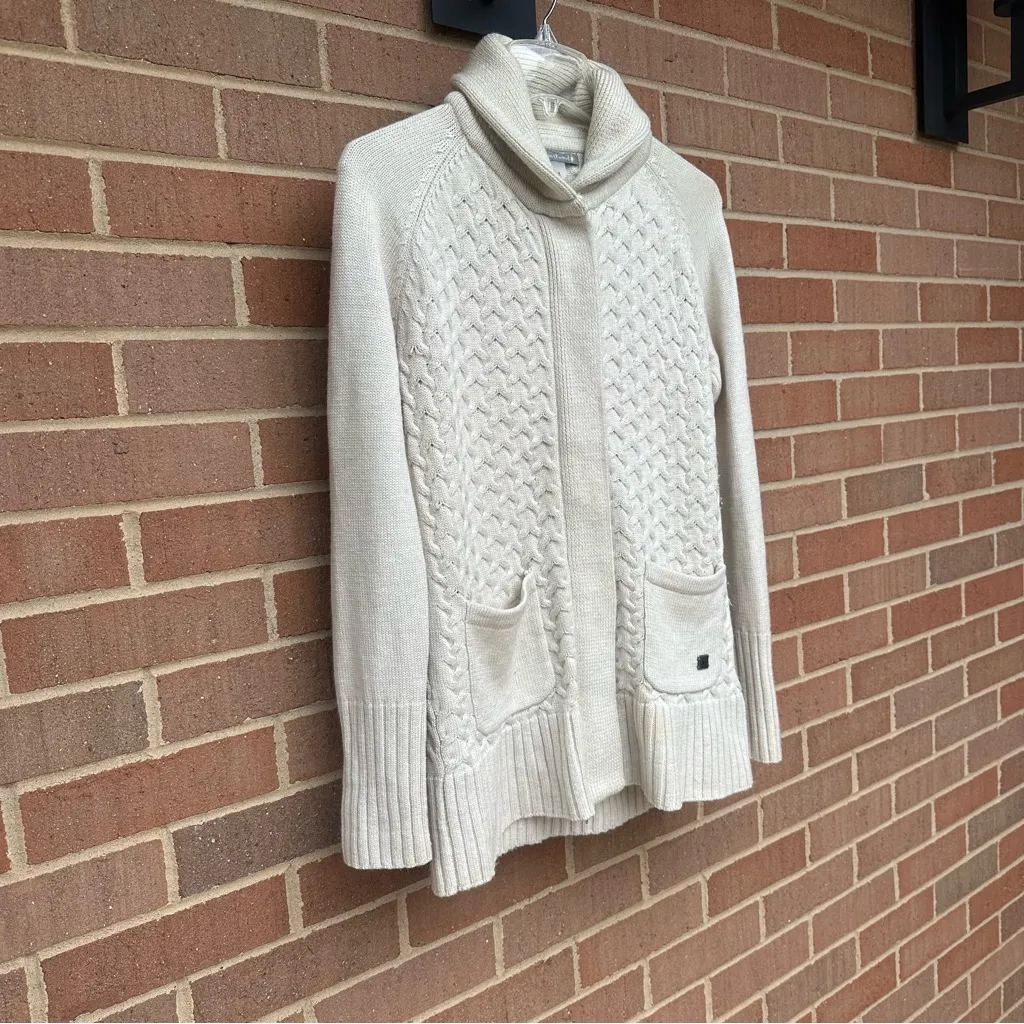 Smartwool Hesperus Full Zip cream cable knit Cardigan Size Small - Image 3