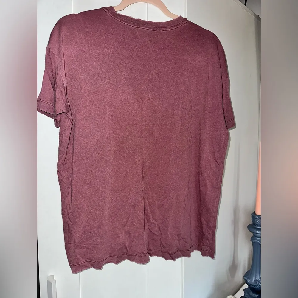 Aerie Real Soft Distressed Burgundy Tee - Image 9