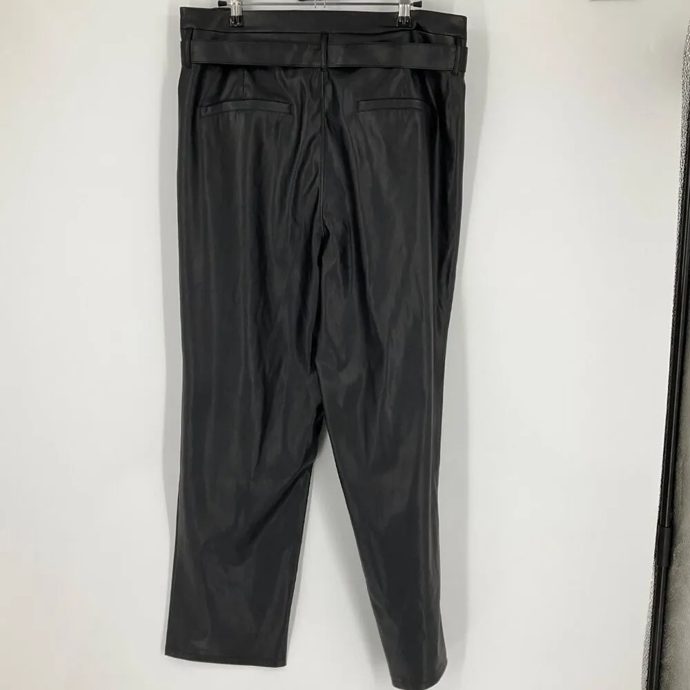 Paige faux Leather Womens Pants Size 12  Kina belted black soft high rise dress - Image 11
