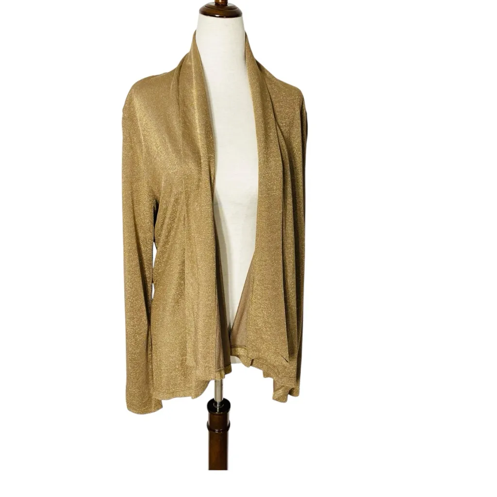 NEW LAUREN RALPH LAUREN Sparkly Gold Cardigan Drape Top - Image 4