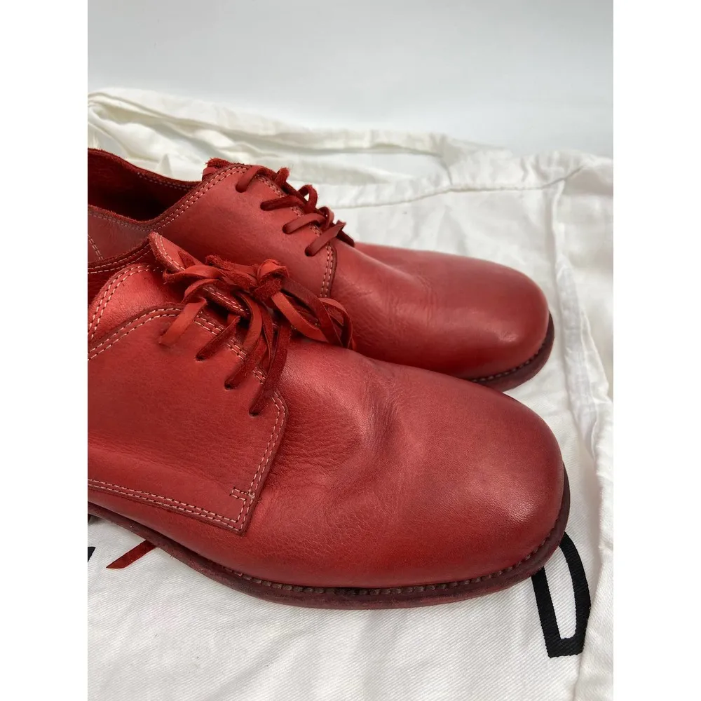 Guidi 792Z Red Leather Lace Up Round Toe Derby Shoes Size 35 - Image 6