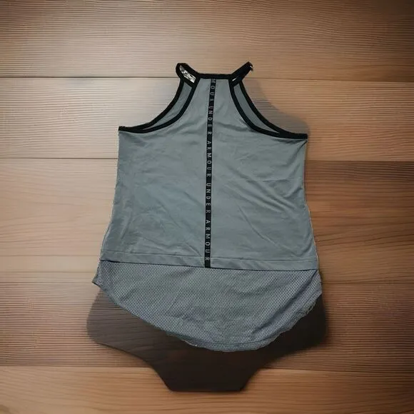 Under Armour Women's Size M Tank Sleeveless Blue Solid Polyester‎ Crew Neck - Image 2