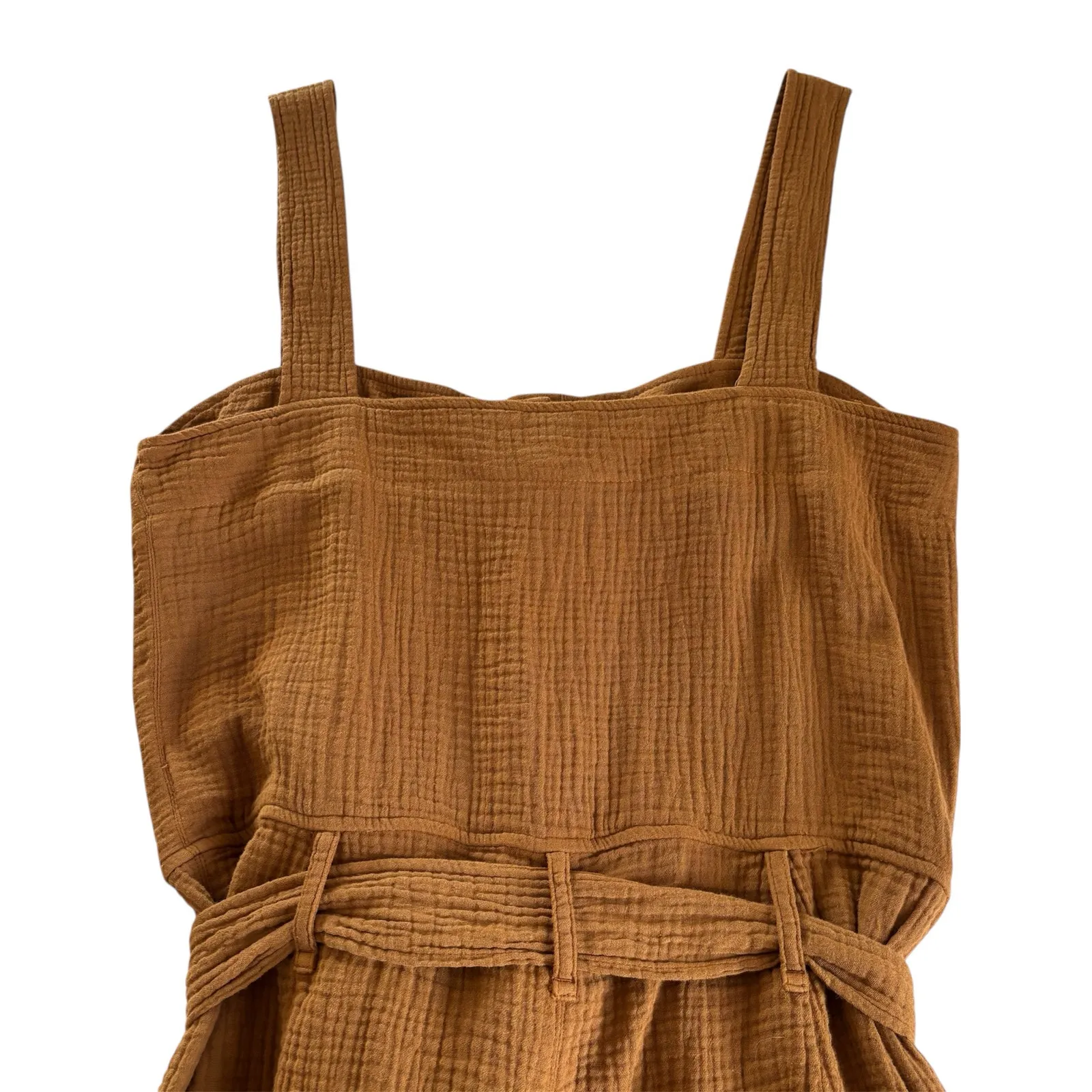 Sézane Federica Brown Short Romper Cotton Gauze Women’s Size FR 38 / US 6 - Image 5