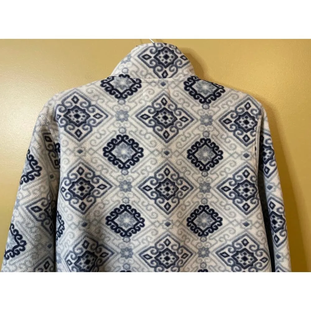 Pacsun Women's Quarter Zip Blue/Multi Print Fleece Jacket Size Small - Image 6