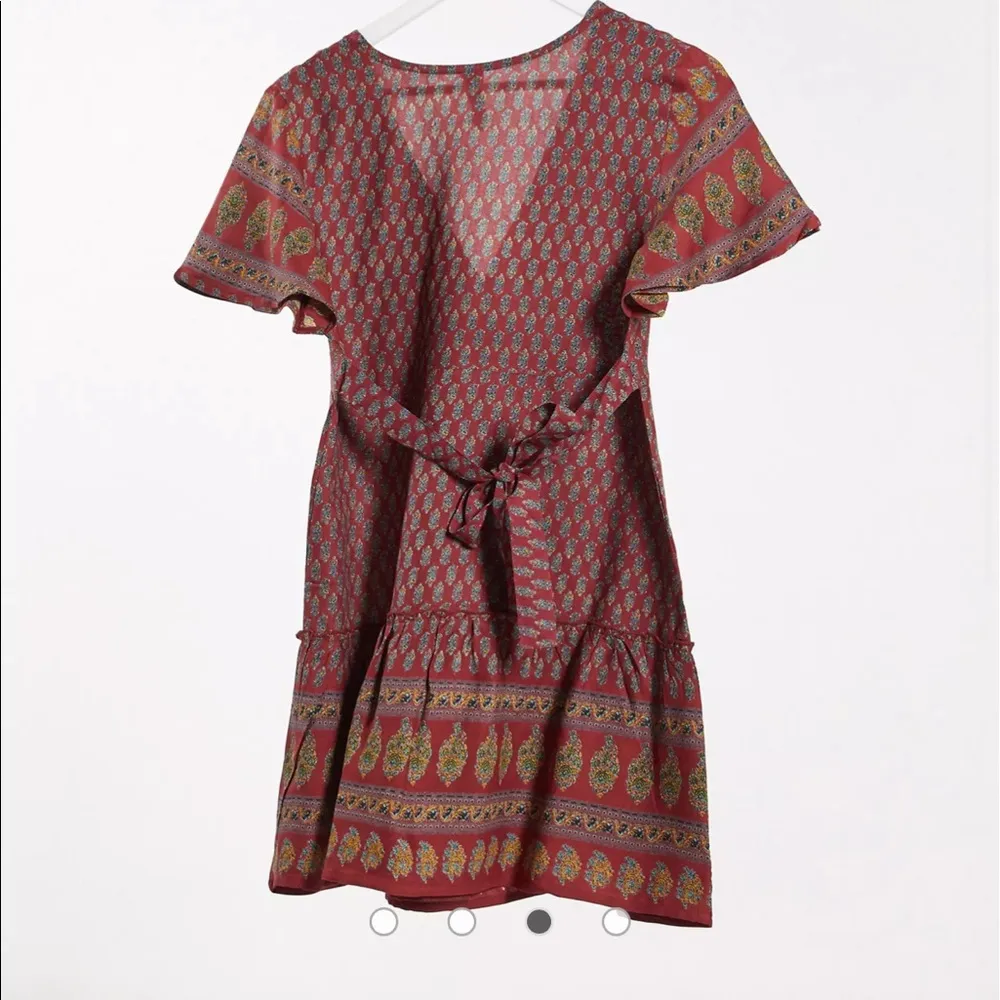 Raga Avah Floral Faux Boho Wrap Mini Dress color Wine size LARGE BRAND New - Image 6