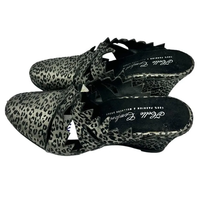 HELLE COMFORT Pewter & Black Animal Print Shoes Size 6.5/7 - Image 5