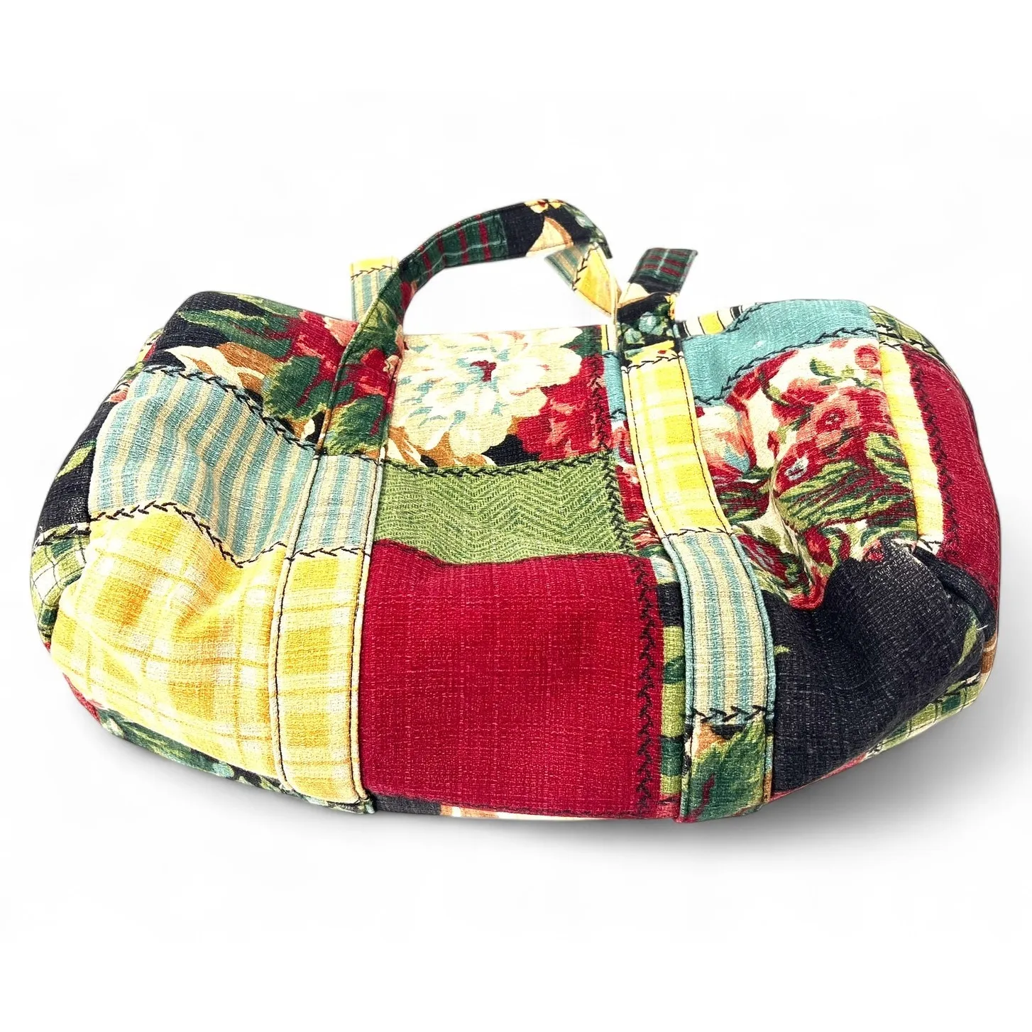 Vintage quilted floral patchwork duffel tote bag Gym Large Shoulder Top Handle - Image 2