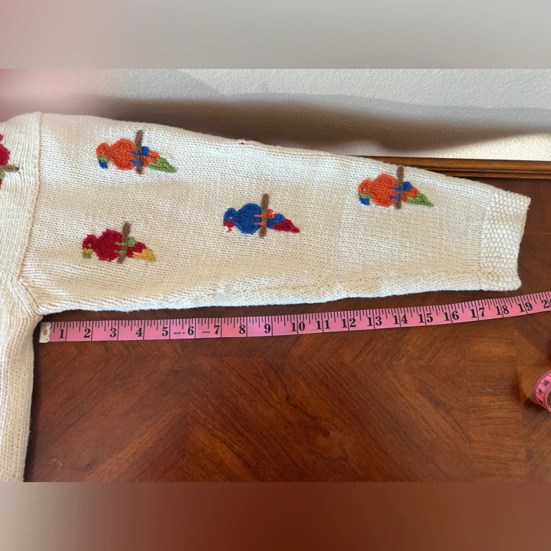 Cotton Salsa Cotton VTG Unisex Embroidered Parrot Knit Cardigan Sweater Size XL - Image 11