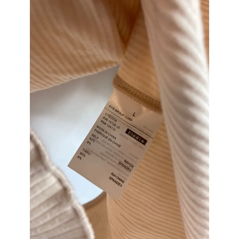 NWOT Elodie Ribbed Long Sleeve Open Back Top L - Image 6