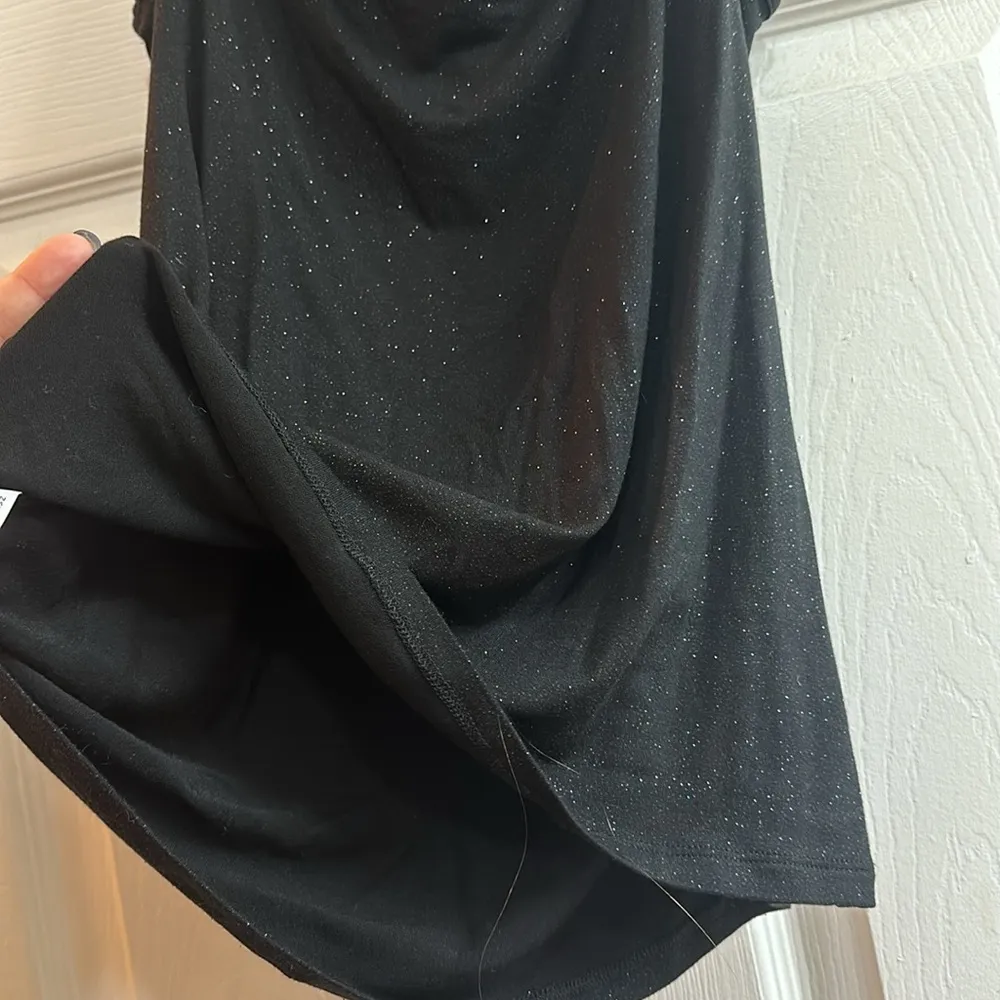 Cowl Neck Black Shimmer Tank Top - Image 8