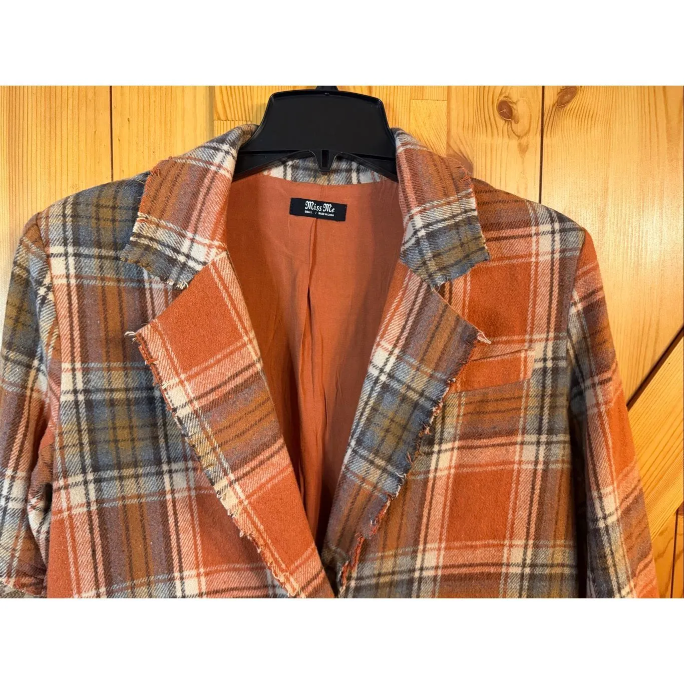 Miss Me Plaid Pieced Blazer Size Small Aztec printed flannel lined blazer (6313) - Image 3