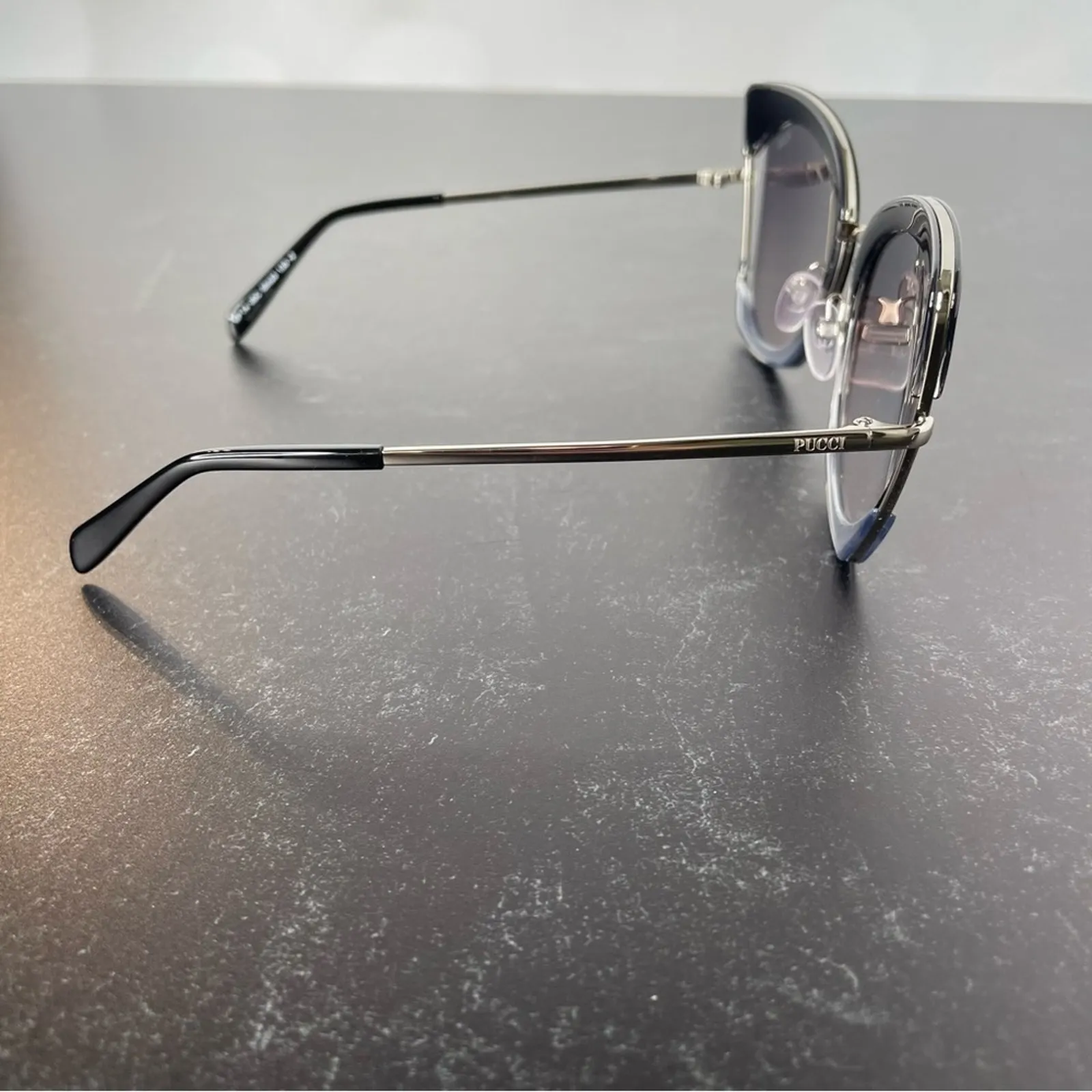 Emilio Pucci EP0074 05C Black Square Sunglasses Women’s Sz 55-23-135 - Image 5