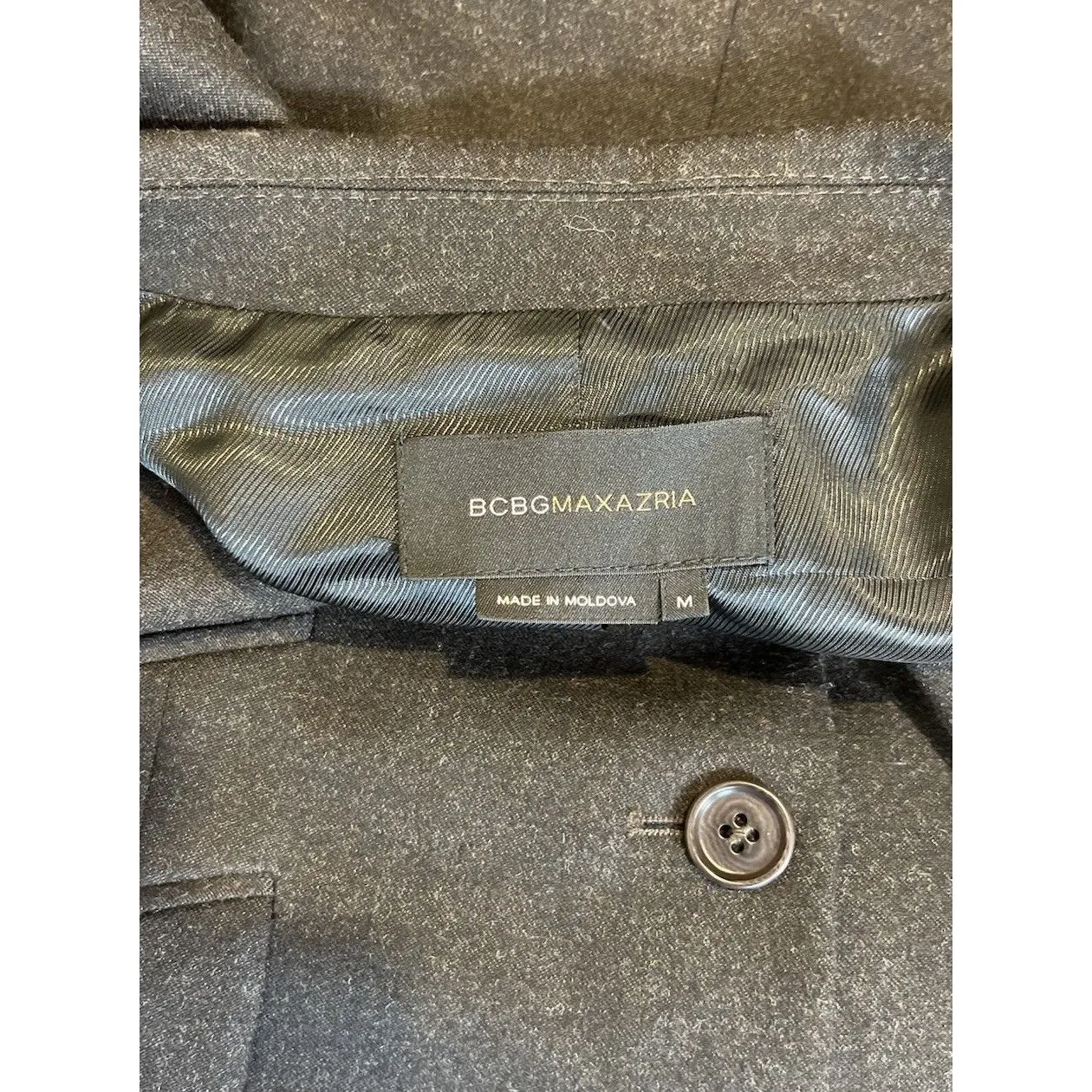 BCBG Maxazria Jacket Blazer Black Gray Tuxedo Button Women’s Size Medium - Image 8