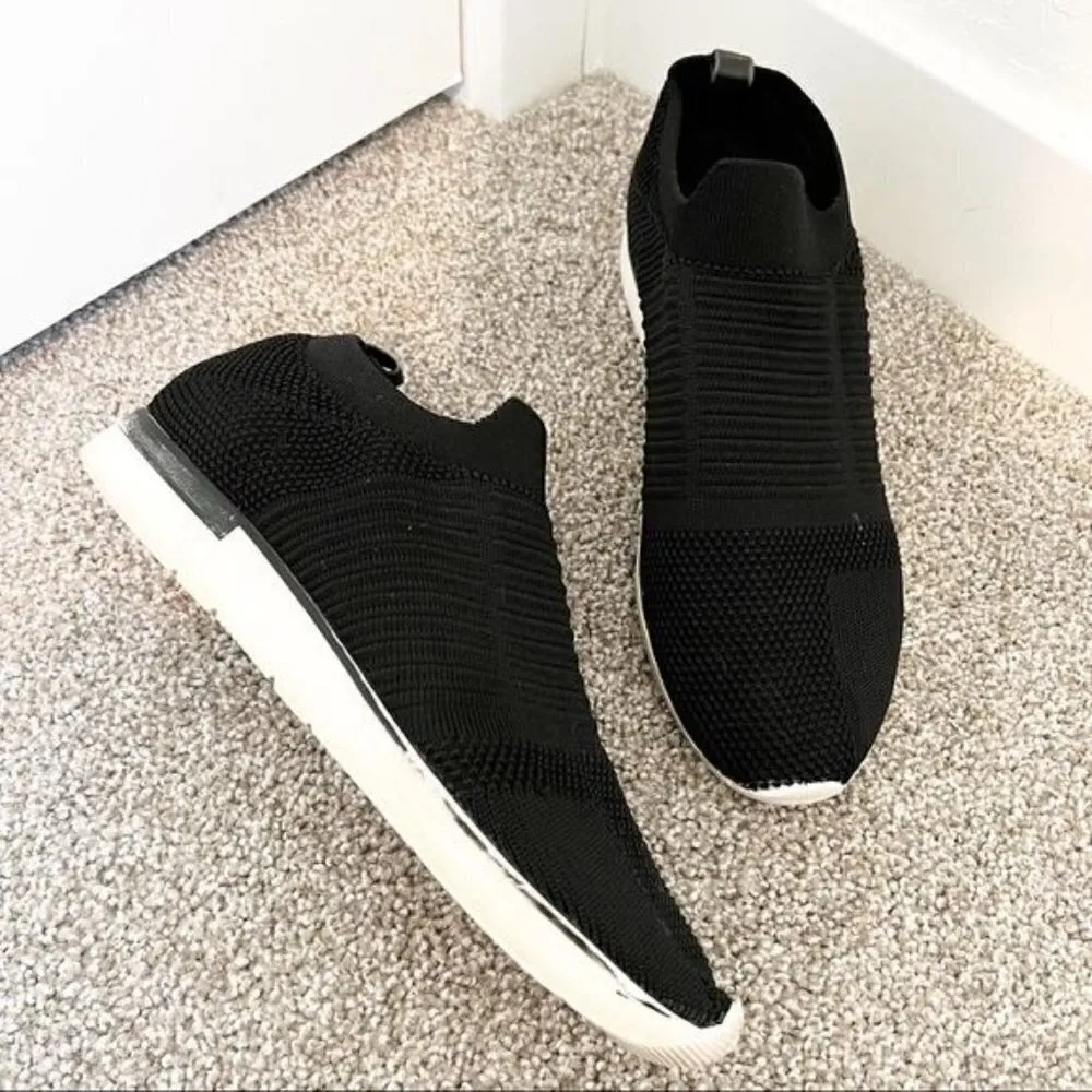 J/Slides Great Knit Lightweight Athletic Sneakers Casual Shoes in Black‎ White 9 Black - Image 2