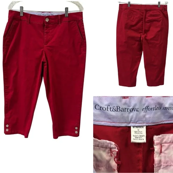 Croft and Barrow Effortless Stretch Button Accent 4 Pocket Capri Pants Womens 12 - Image 2