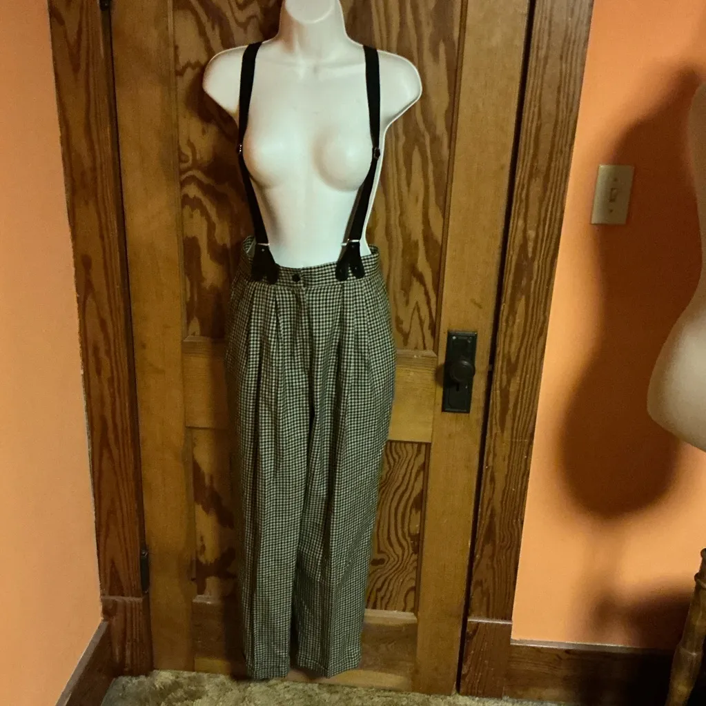 Vtg 80s smarty pants NY plaid suspender pants Size undefined - Image 7