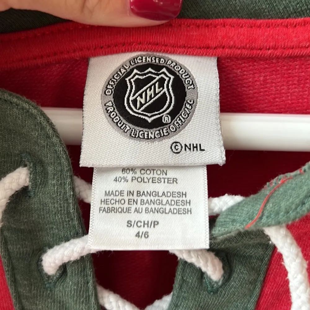 MN WILD Hockey Long Sleeve Top / Sweatshirt Red - Image 4