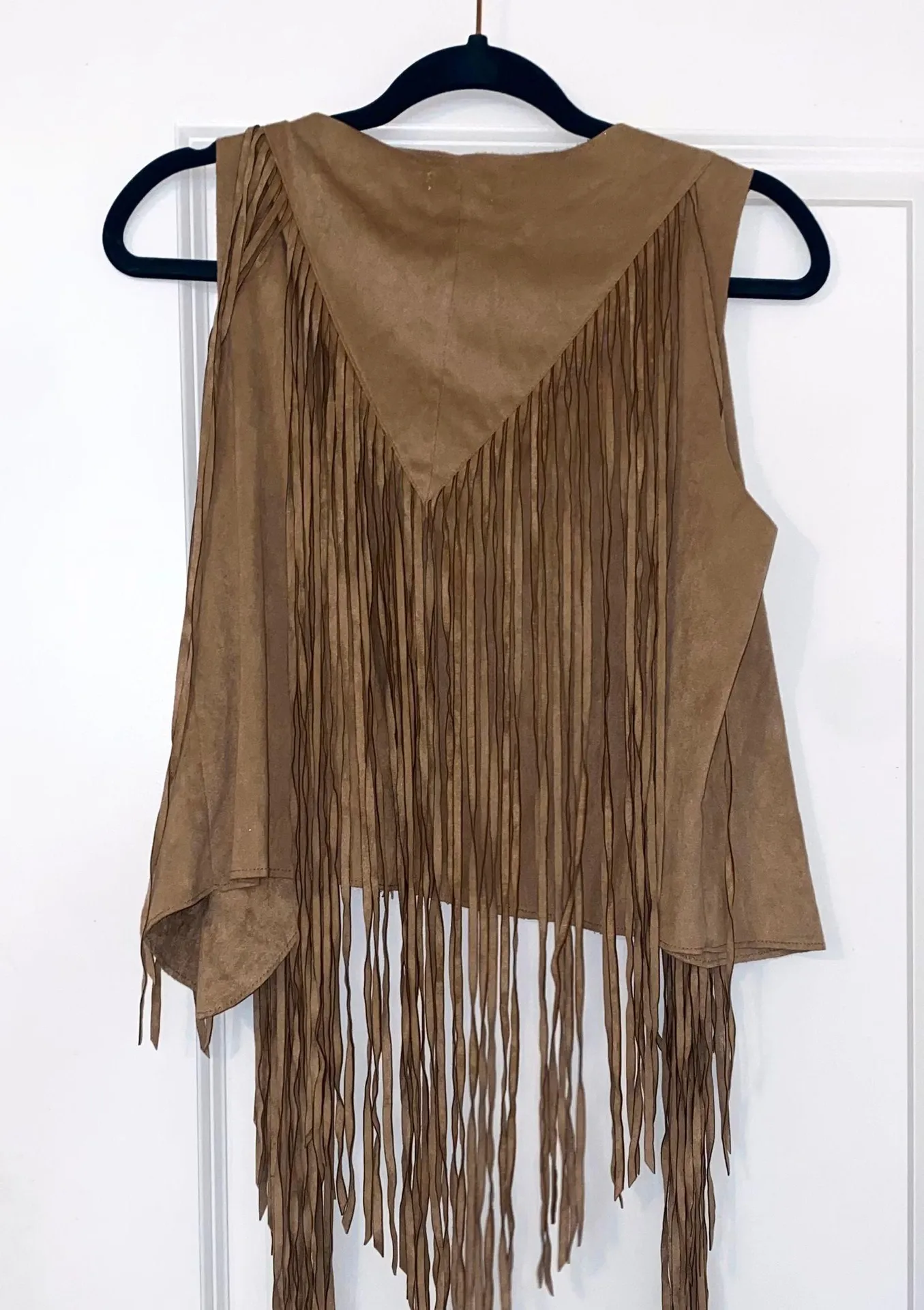 Fringe Suede Tassel Vest Tan Size M - Image 2