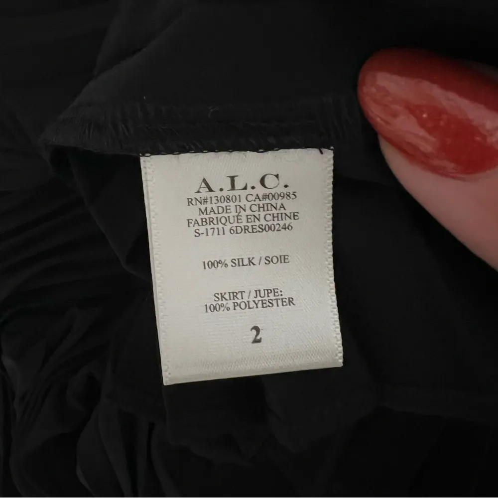 Rory Long Sleeve Silk Pleated Mini Dress In Black - Image 10