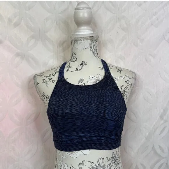 Lululemon Slide‎ With Me Linear Flux Battleship Sport Bra Size 4 - Image 10