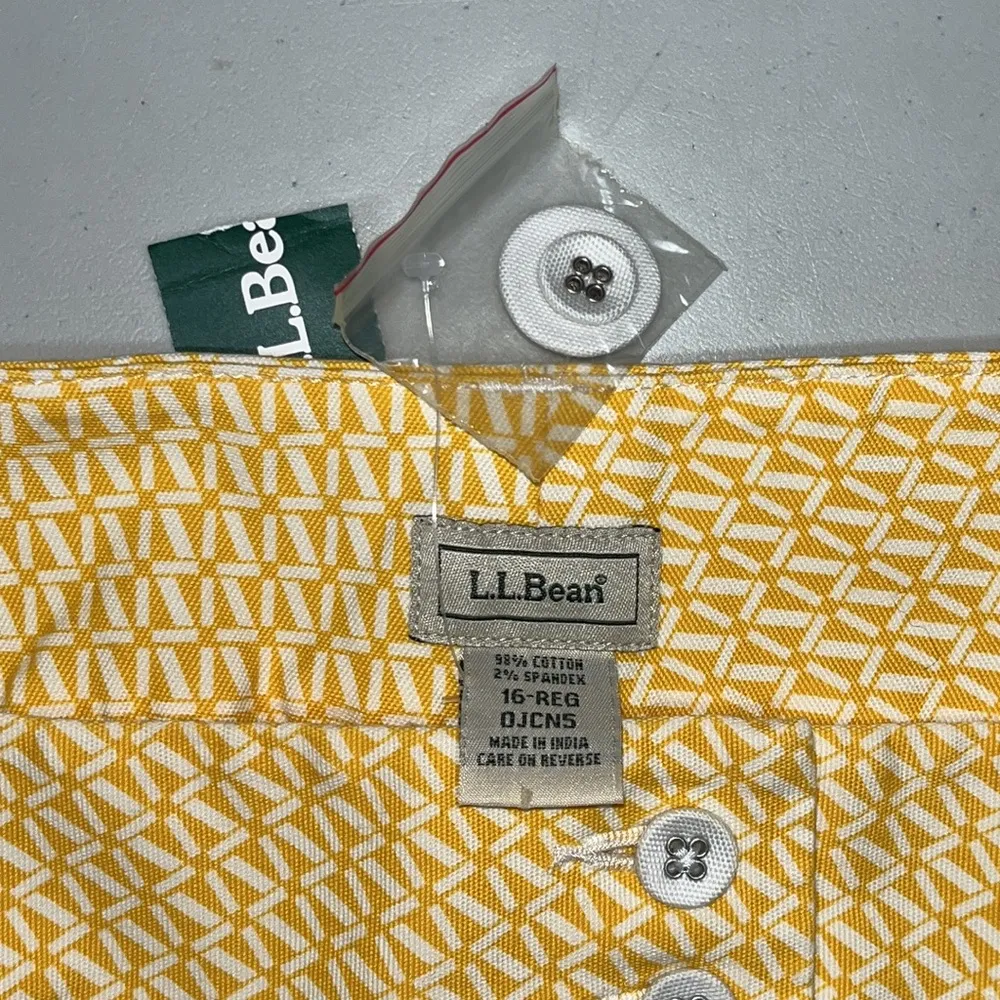 L.L. Bean NWT 16-Reg Sunburst Yellow Geometric Coveside Canvas Button Up Skirt - Image 4