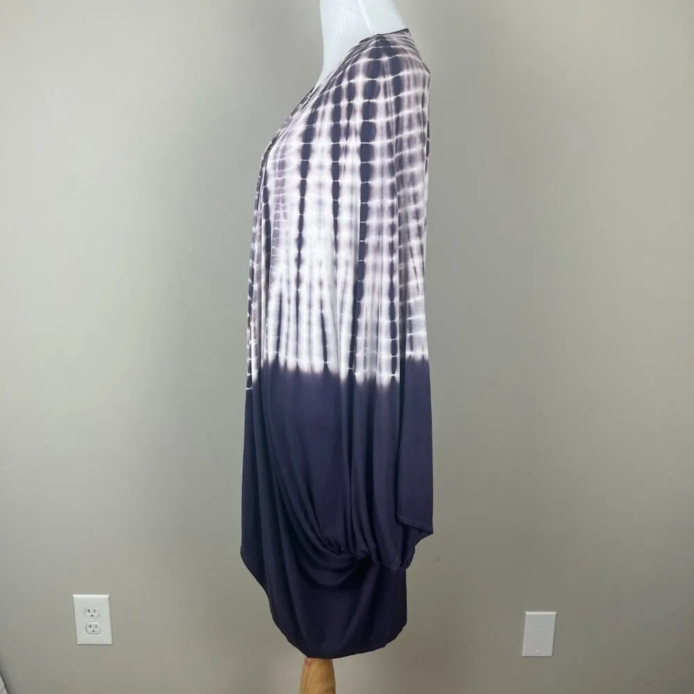 LIVI Cardigan Womens 26/28 Purple Tie Dye Jersey Knit Open Front Kimono Plus New - Image 9