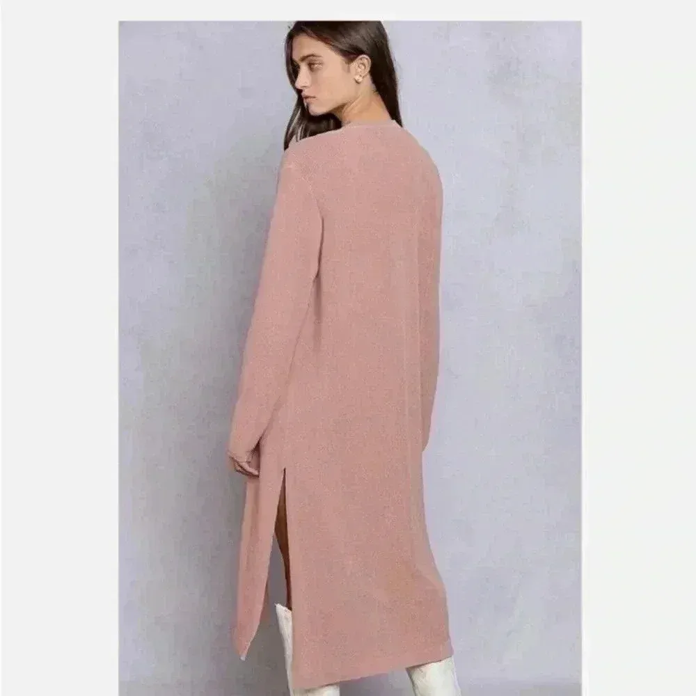 POL Plain Jane Long Basic Cardigan in Dusty Rose pink brown in size small - Image 9