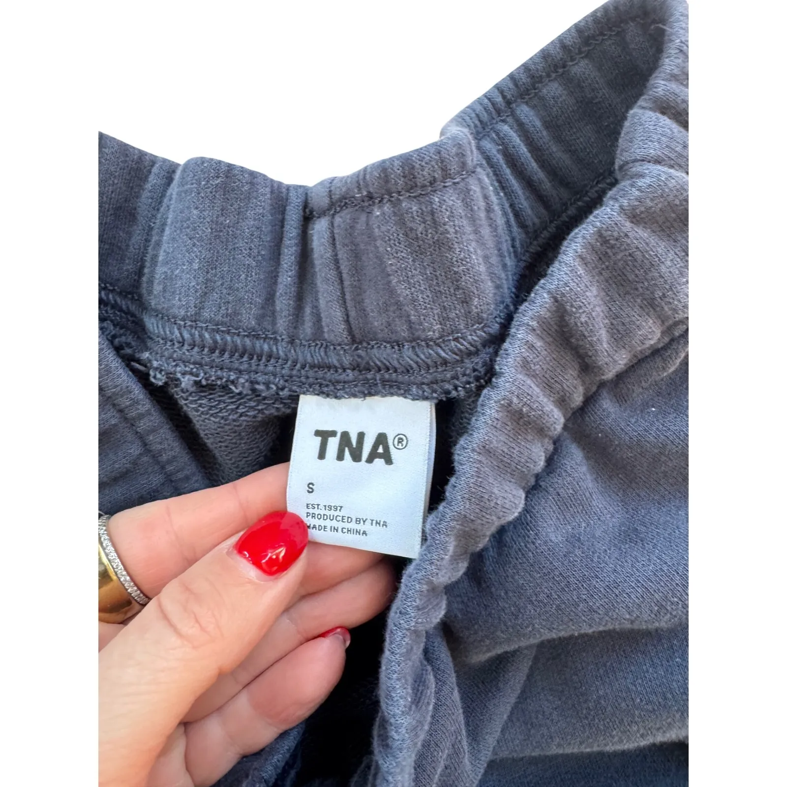 TNA Joggers Sweatpants Size S Blue Cotton Blend Cozy Lounge Athleisure Casual Gray - Image 3