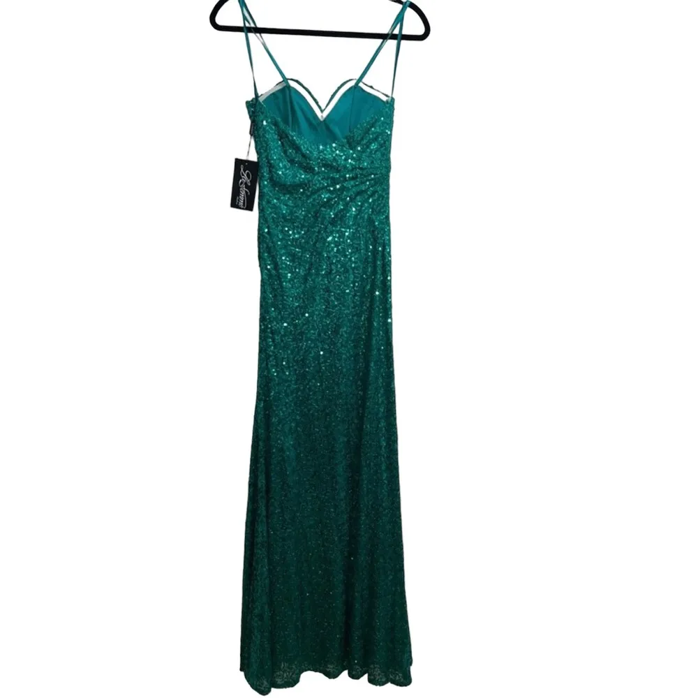 NEW NWT  Strapless Sequined Maxi Gown In Peacock - Image 6