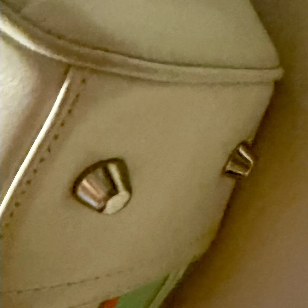 Coach Multicolor Striped Canvas Tote Bag White Leather Trim - Image 8