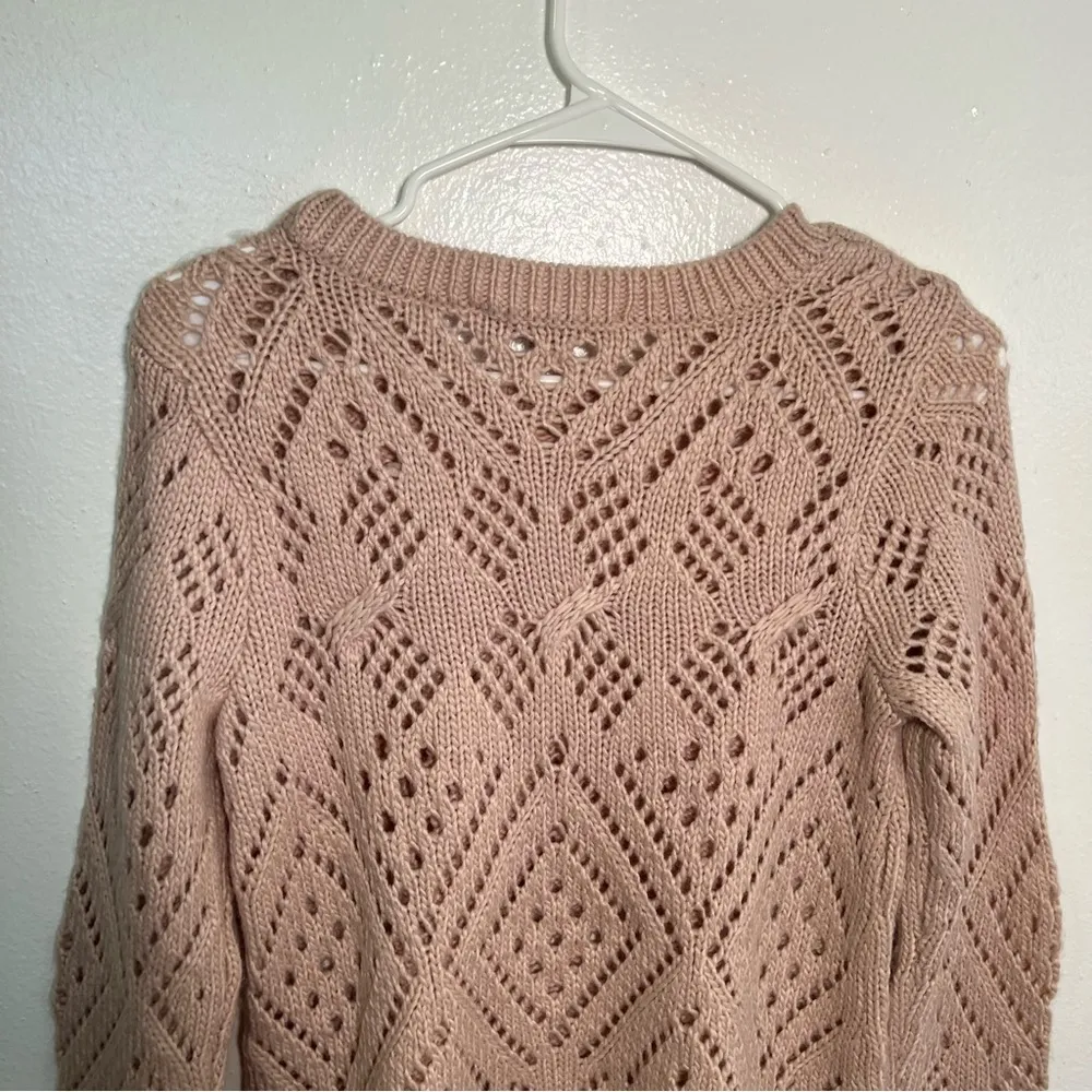 Loft Crewneck Sweater Light Pink Loose Knit - Image 10
