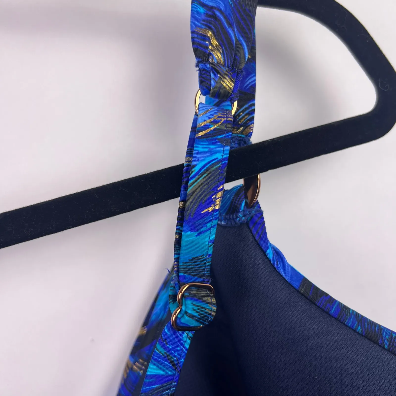 Miraclesuit Plunge Bra, Blue Multi, Nylon Spandex, Underwire Swim Top, 36DDD - Image 15