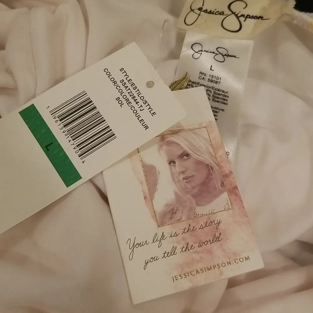 💕JESSICA SIMPSON💕 Checked Tie-Waist One-Piece Swimsuit Sol Yellow Plaid L NWT - Image 7