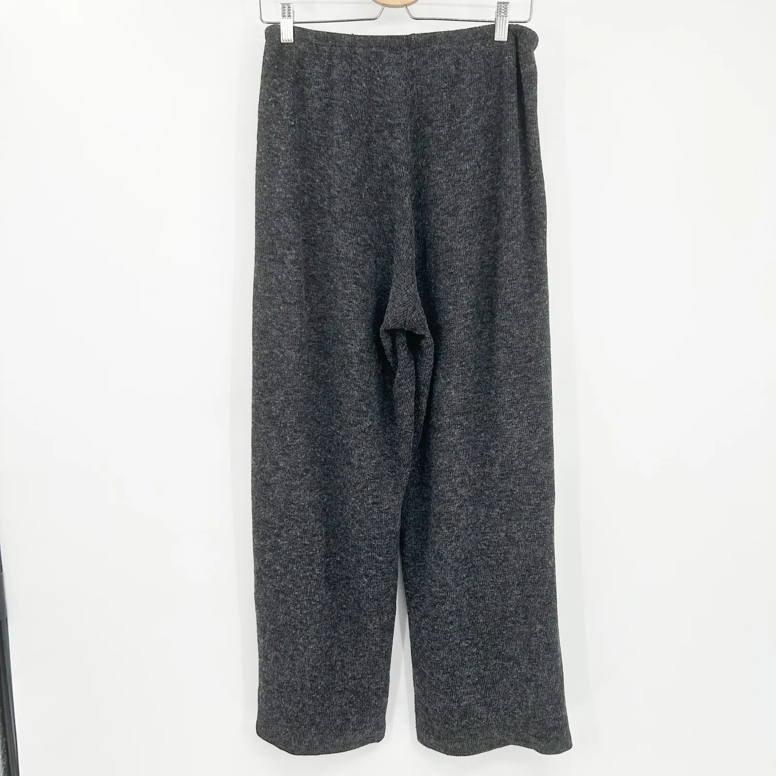 Zara Womens Cozy Casual Fuzzy Knit Wide Leg Pull On Lounge Pants Size M Gray‎ - Image 7