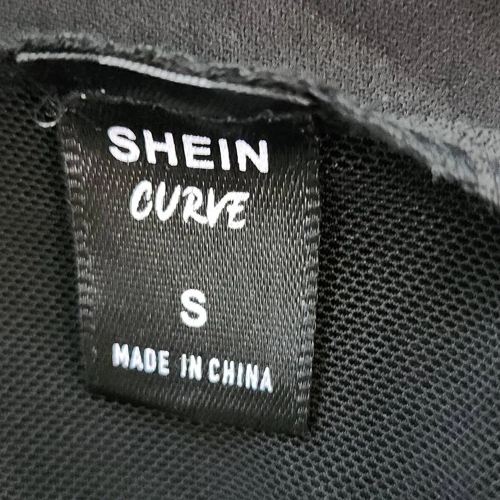 Black Open Jacket with Sheer Mesh Back Size Small Shein Curve Black Boho Kimono - Image 6