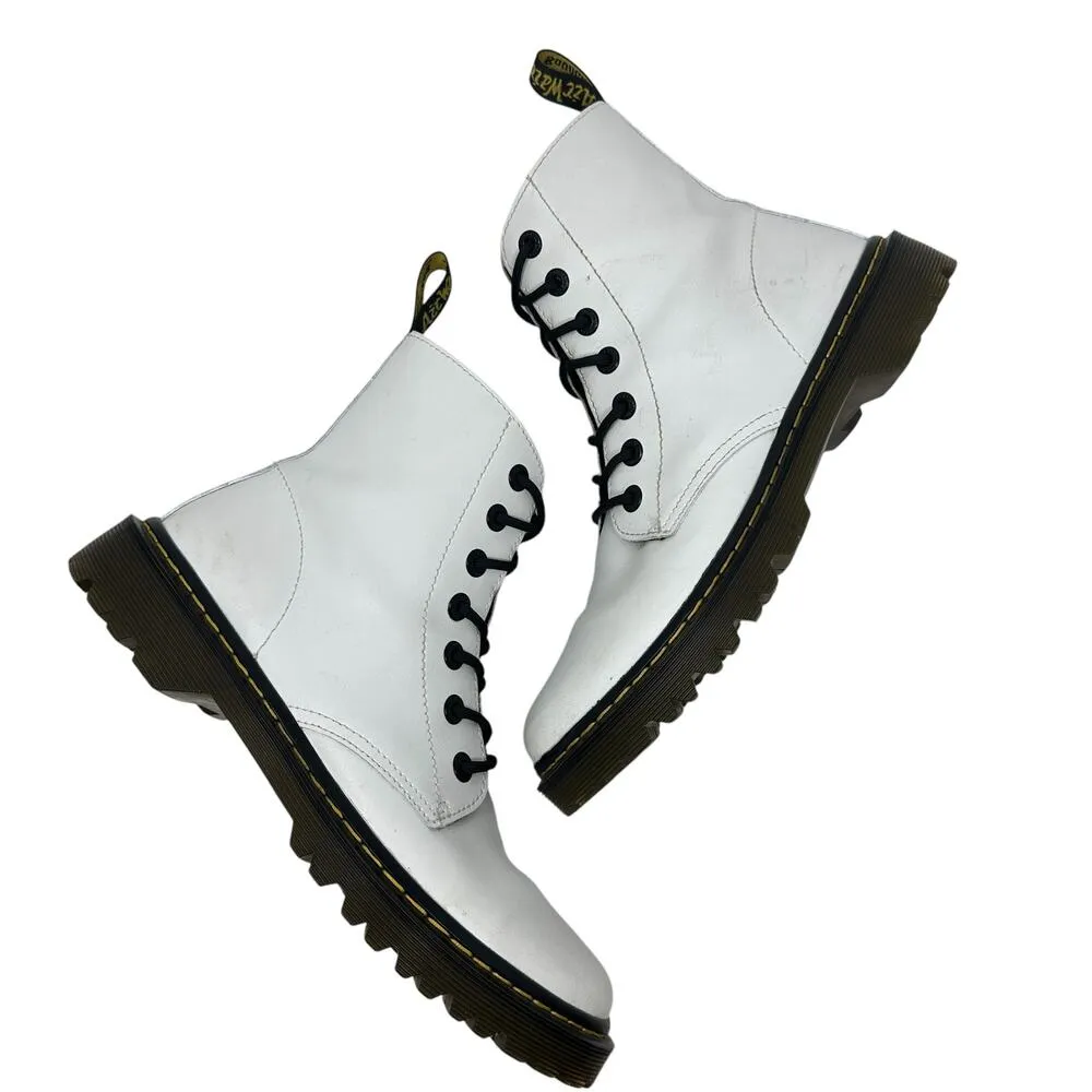 Dr. Martens Luana Combat Boots White Leather Lace Up Women's‎ Size US 10 - Image 2