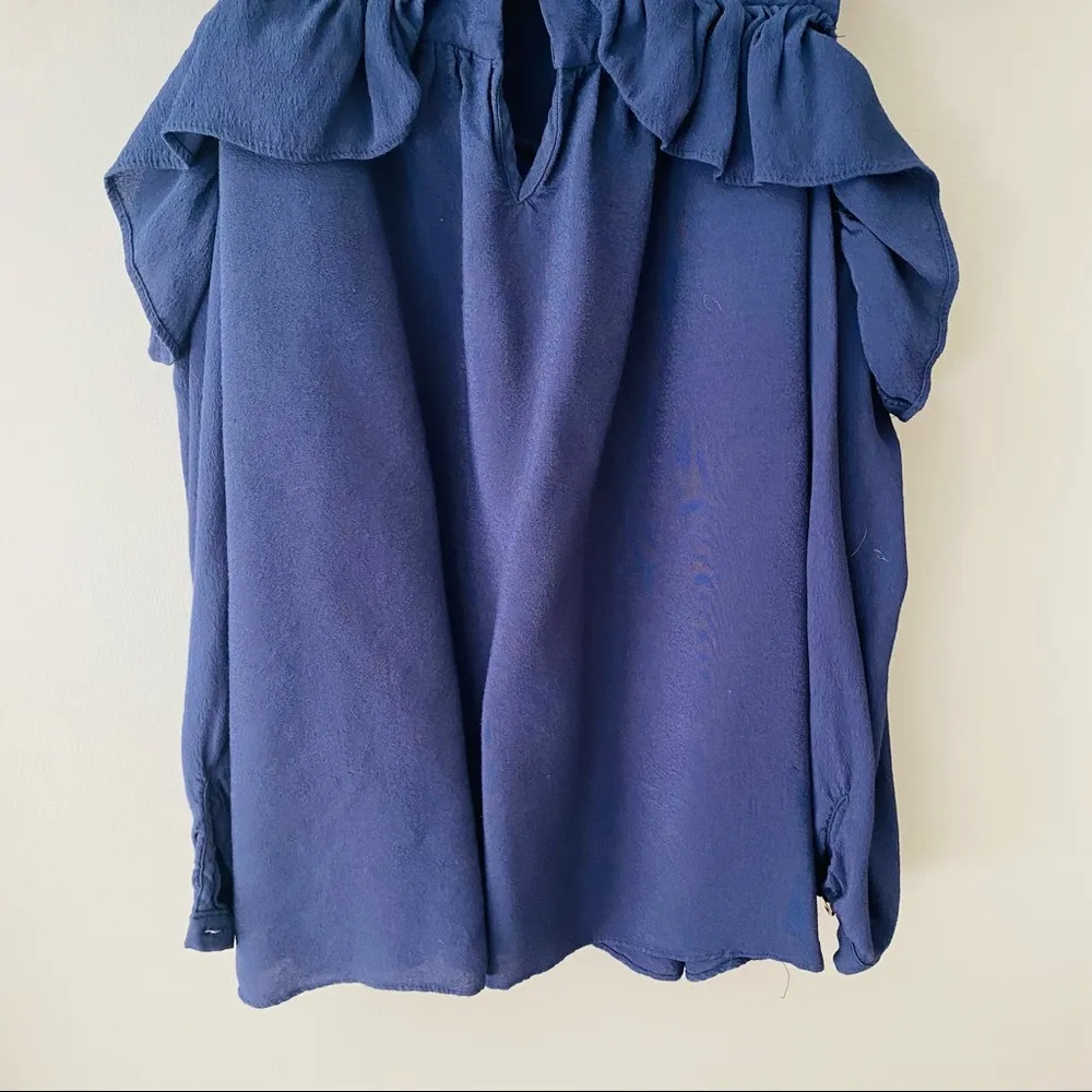 Maeve by Anthro. Barely Open Cold Shoulder Top Navy Blue Sz 4 - Image 11