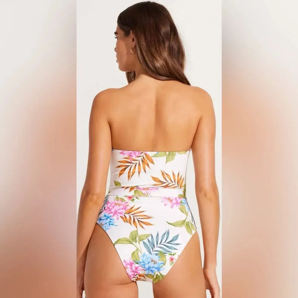 Vitamin A® Marilyn Floral Belted Bandeau One-Piece Swimsuit Summer Bloom Ecolux - Image 3