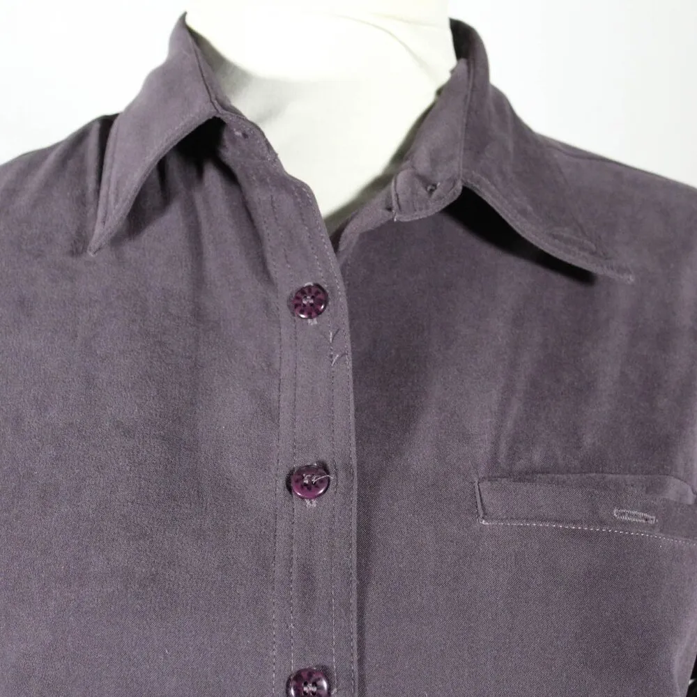 Vintage 1990s Bill Blass Amethyst Purple Jewel Tone Sueded Like Button D… - Image 5